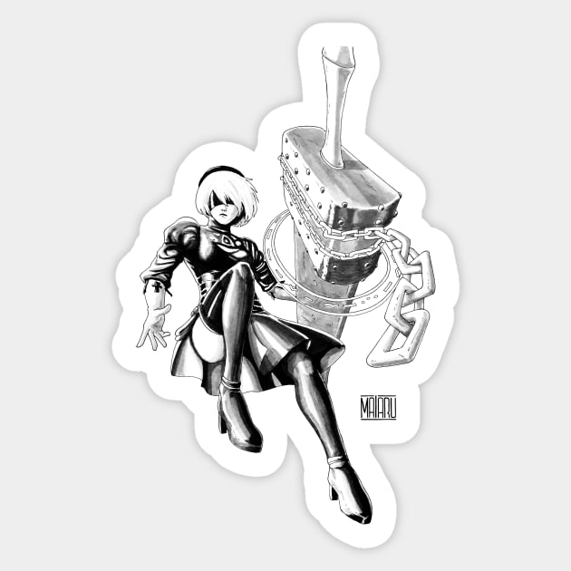 NieR:Automata 2B Sticker by FerMaiaru